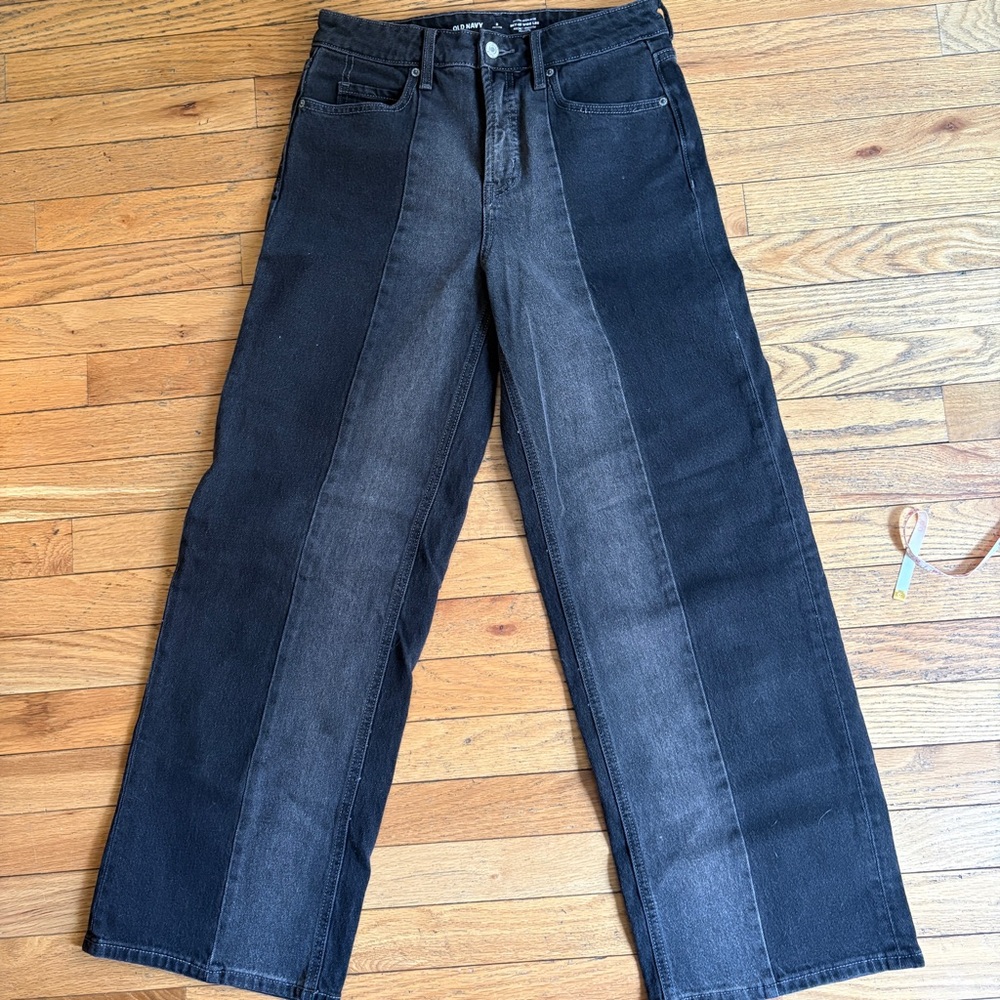 Old Navy Wide Leg Two-Tone Black Womens Jeans - Never Worn